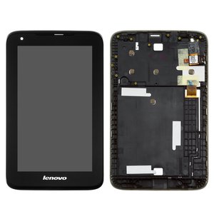 Дисплей для Lenovo IdeaTab A1000L, черный, с рамкой