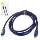 USB кабель Baseus Yiven, USB тип-C, Lightning, 100 см, 2 A, синій, в нейлоновому обплетенні, Lightning до USB тип-C, #CATLYW-C03