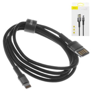 USB кабель Baseus Cafule, USB тип A, Lightning, 100 см, 2,4 А, черный, в нейлоновой оплетке, #CALKLF GG1