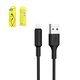 USB кабель Hoco X25, USB тип-A, Lightning, 100 см, 2 A, чорний, #6957531080107