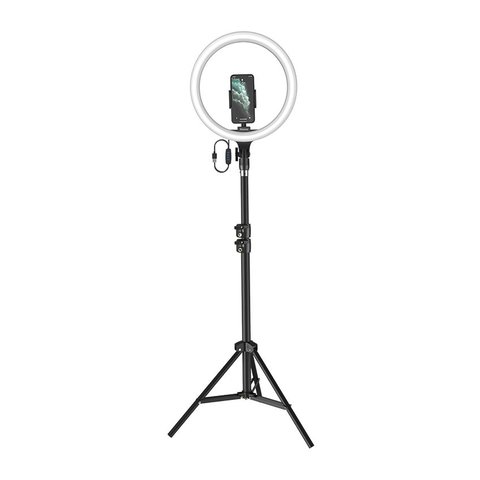 Кольцевая лампа Baseus Live Stream Holder Floor Stand, черная, с креплением, с держателем, выдвижная, 12,0", #CRZB12 B01