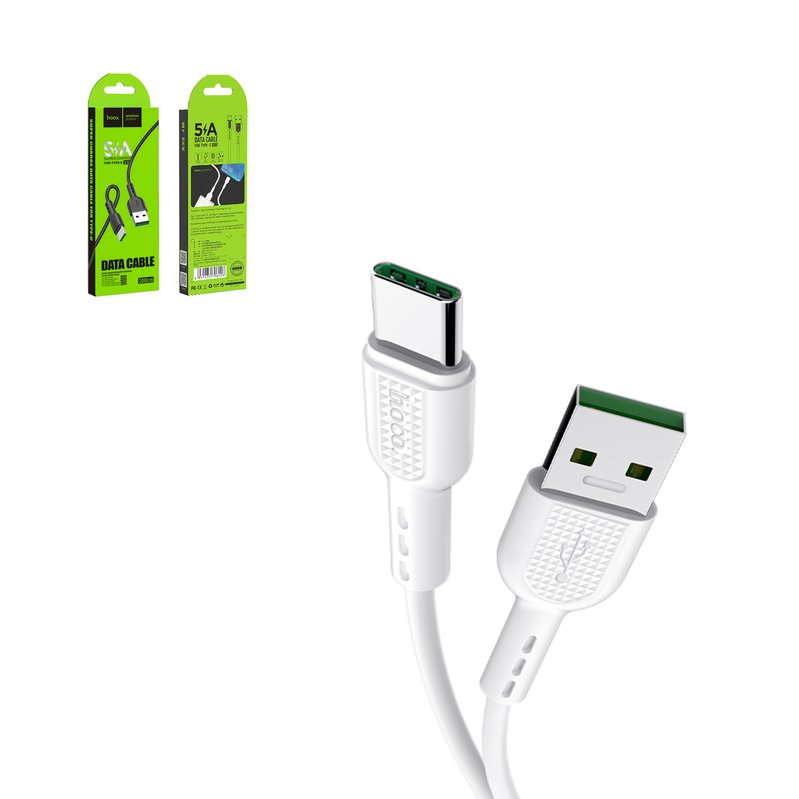 USB кабель Hoco X33, USB тип-C, USB тип-A, 100 см, 5 А, білий, VOOC ...