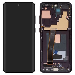 Дисплей для Samsung G988 Galaxy S20 Ultra, чорний, з рамкою, High Copy, original LCD size, OLED 