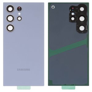 Задняя панель корпуса для Samsung S928 Galaxy S24 Ultra, голубая, со стеклом камеры, titanium blue