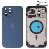 Корпус для iPhone 12 Pro Max, синий, с держателем SIM-карты, с боковыми кнопками, pacific blue