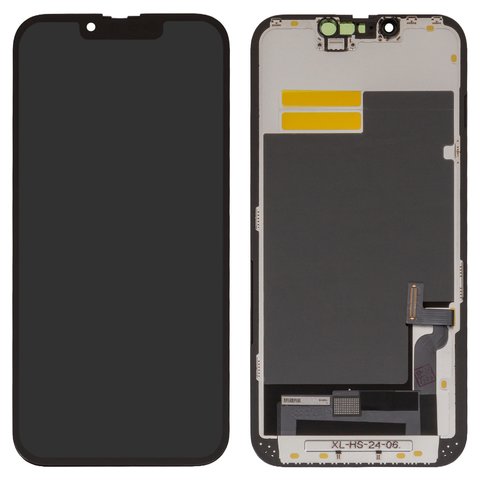 Дисплей для iPhone 13, черный, с рамкой, High Copy, без микросхемы, OLED , YK OEM hard