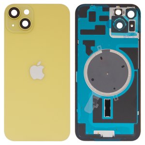 Задняя панель корпуса для iPhone 14 Plus, желтая, со стеклом камеры, High Copy, yellow