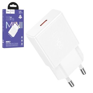 Мережевий зарядний пристрій Hoco N74, 25 Вт, Power Delivery PD , білий, 1 порт, gan, #6942007661225
