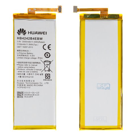 Batería HB4242B4EBW puede usarse con Huawei Honor 4X, Honor 6 H60 L02, Li Polymer, 3.8 V, 3100 mAh, Original PRC 