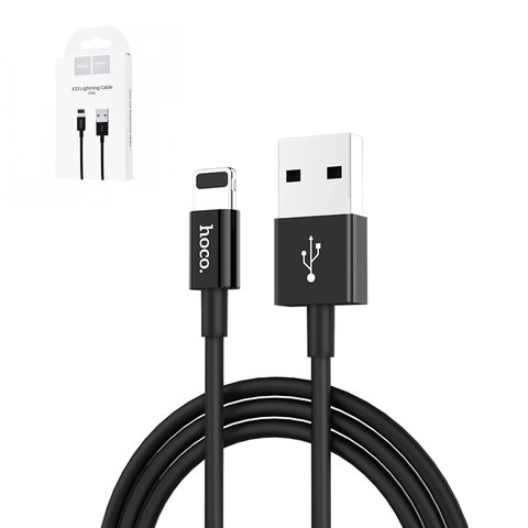USB Cable Hoco X23, USB type A, Lightning, 100 cm, 2 A, black  #6957531072829