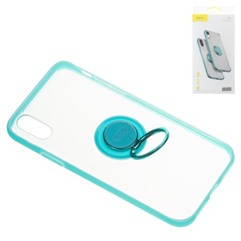 Case Baseus compatible with iPhone X, iPhone XS, blue, with ring holder, matt, plastic  #WIAPIPH58 YD03