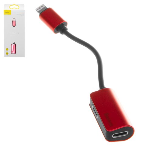 Adapter Baseus L37, Lightning to Dual Lightning 2 in1, doesn't support microphone , Lightning, red, 2 A  #CALL37 91