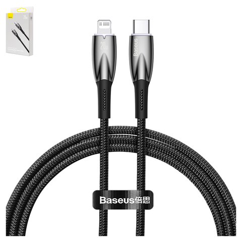 USB Cable Baseus Glimmer, USB type C, Lightning, 100 cm, 20 W, black  #CADH000001