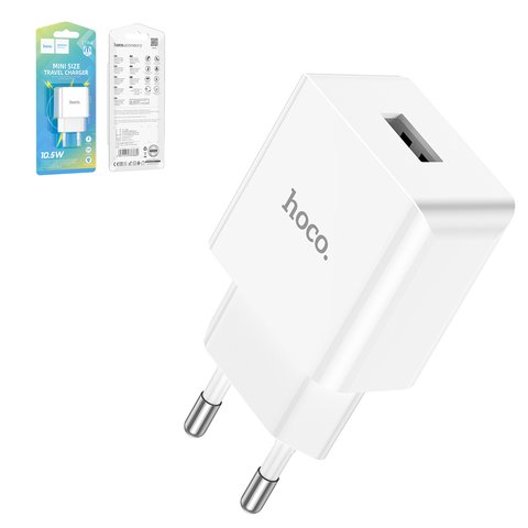 Mains Charger Hoco C106A, 10.5 W, white, 1 output  #6931474783882
