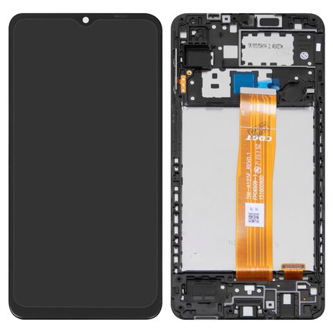 LCD compatible with Samsung A125F Galaxy A12, black, with frame, original change glass  , A125F_REV0.1 FPC6509 1 