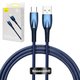 Cable USB Baseus Glimmer, USB tipo-A, USB tipo C, 100 cm, 100 W, azul, con revestimiento de nylon, #CADH000403