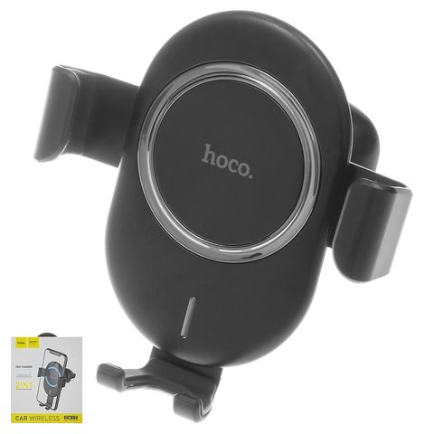 Беспроводное зарядное устройство Hoco CW17, на дефлектор, выход 5В 7.5В 10В , Micro USB вход 5В 2А 9В 1.8А , черное, micro USB тип B