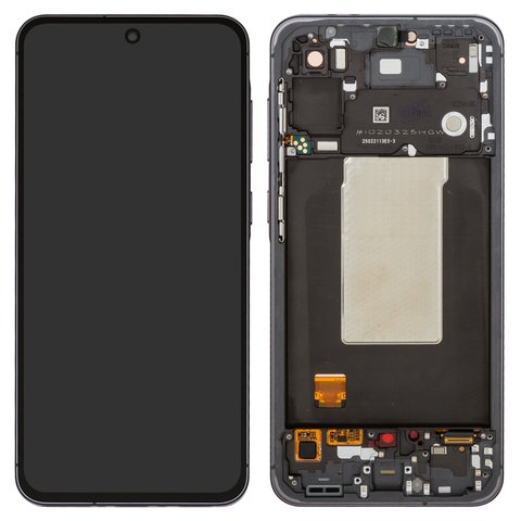 LCD compatible with Samsung A566 Galaxy A56, gray, with frame, Original PRC , graphite 