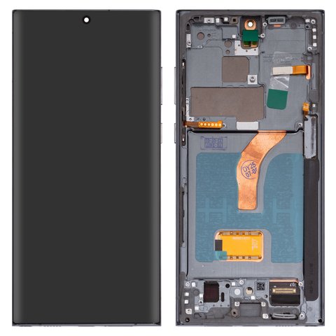 LCD compatible with Samsung S908B Galaxy S22 Ultra 5G, green, with frame, High Copy, OLED  