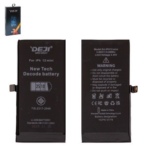 Battery Deji compatible with Apple iPhone 12 mini, Li ion, 3.85 V, 2510 mAh, High Capacity, without error "Unknown Part", decode battery 