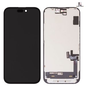LCD compatible with iPhone 15, black, with frame, HC, without IC, AMOLED , DD OLED soft 
