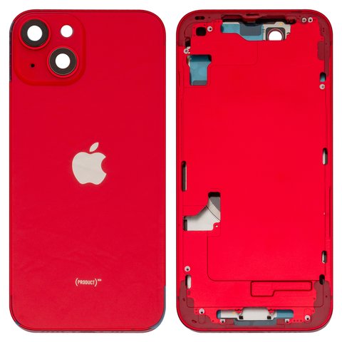 Carcasa puede usarse con iPhone 14, rojo, con botones laterales, con sujetador de tarjeta SIM, HC, red