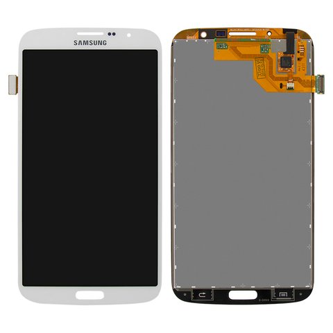 Дисплей для Samsung I9200 Galaxy Mega 6.3, I9205 Galaxy Mega 6.3, білий, Оригінал переклеєне скло 