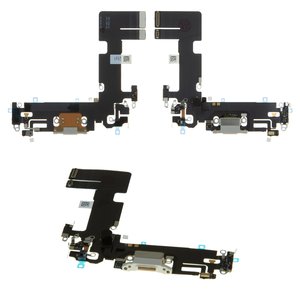 Шлейф для iPhone 13, конектора зарядки, білий, з мікрофоном, з компонентами, Original PRC , Lightning