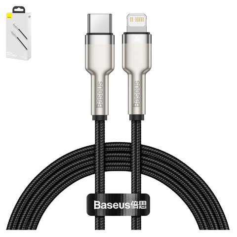 USB кабель Baseus Cafule Series Metal, USB тип C, Lightning, 100 см, 20 Вт, чорний, #CATLJK A01