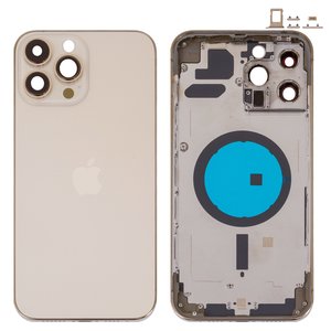 Корпус для iPhone 13 Pro Max, золотистый, с держателем SIM карты, с боковыми кнопками, gold