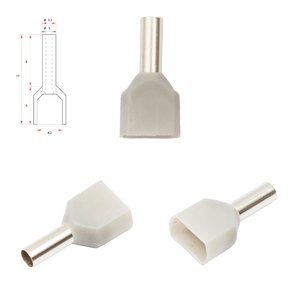 Наконечник TE2508, для 2х проводів, трубчастий, ізольований, сірий, 10 шт., 2,5 мм², 8 мм