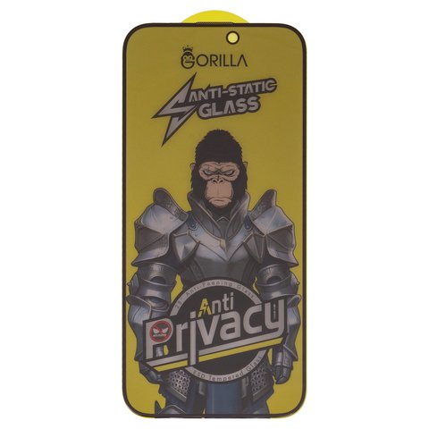Захисне скло для Apple iPhone 16 Pro Max, сумісне з чохлом, Full Glue, Anti Static, Anti Peeping, чорний, gorilla