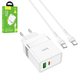 Сетевое зарядное устройство Hoco N21, 30 Вт, Power Delivery (PD), белый, c кабелем USB тип-C к USB тип-C, 2 порта, #6931474757791