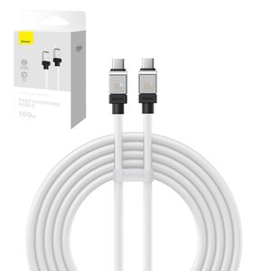USB кабель Baseus Coolplay Series, 2xUSB тип C, 200 см, 100 Вт, білий, силіконовий, #CAKW000302