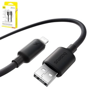 USB кабель Baseus Foamed Silicone, USB тип A, Lightning, 100 см, 2,4 А, черный, #E0426900
