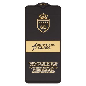Защитное стекло ESD 6D для Realme 3; Vivo Y93; Oppo A7; Xiaomi Redmi 8, Redmi 8A; Samsung A105 Galaxy A10, A107 Galaxy A10s, M105 Galaxy M10, совместимо с чехлом, Full Glue, Anti Static, без упаковки , черный